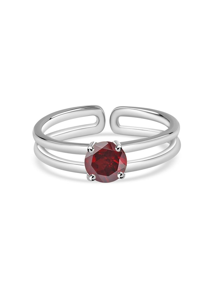 Ornate Jewels 925 Silver Round 1 Carat Red Natural Garnet Solitaire Adjustable Ring-picture-20