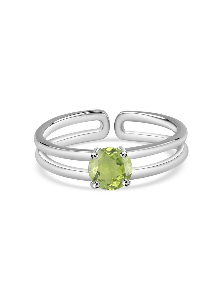 Ornate Jewels 925 Silver 0.50 Carat Green Natural Peridot Solitaire Adjustable Ring-image-5