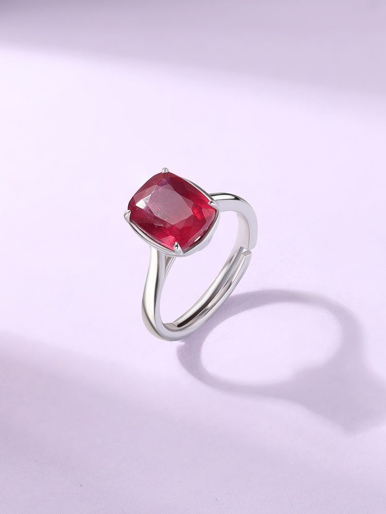 Ornate Jewels 925 Silver Cushion 4.85 Carat Red Ruby Adjustable Ring-picture-20