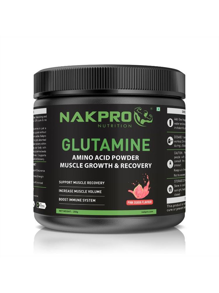 NAKPRO L-Glutamine Amino Acid Supplement Powder Jar - Pink Guava-image-23