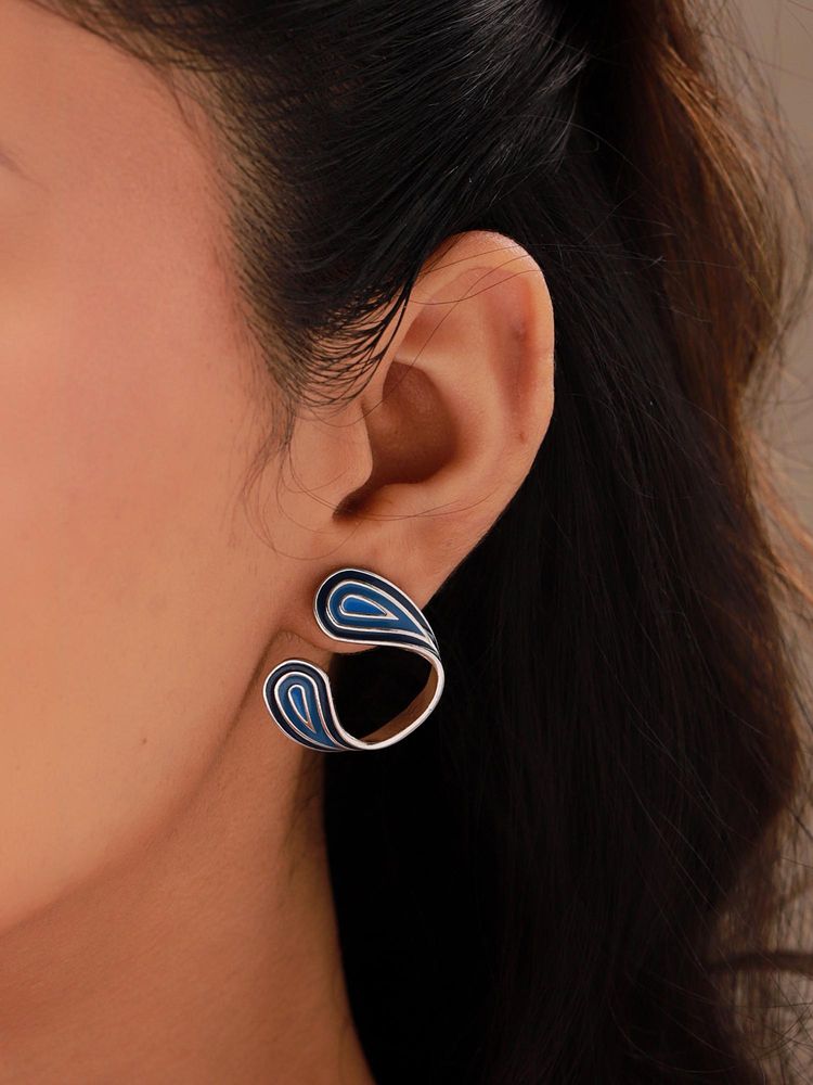 Voylla Blue Fractals In Nature Ripple Fracta Drop Earrings-image-11