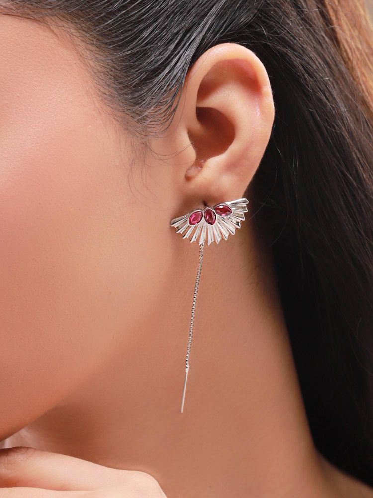 Voylla Pink Fractals In Nature Wild Fracta Sui Dhaga Drop Earrings-picture-32