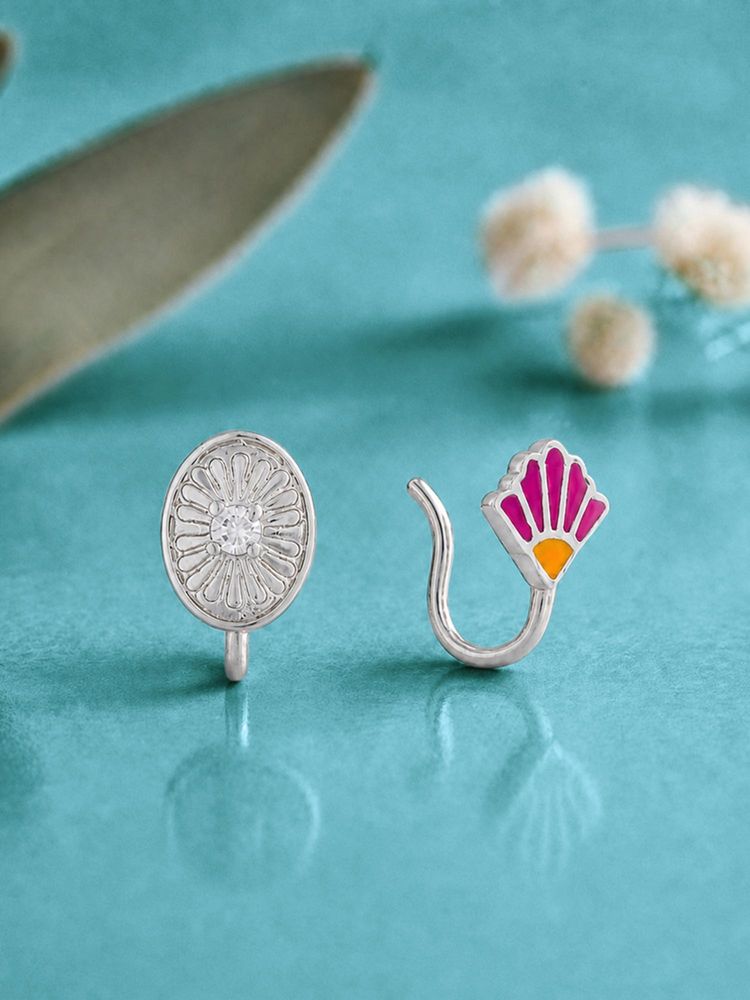 Voylla Multi-Color Fractals In Nature Fracta Bloom Nose Pins (Pack of 2)-image-28