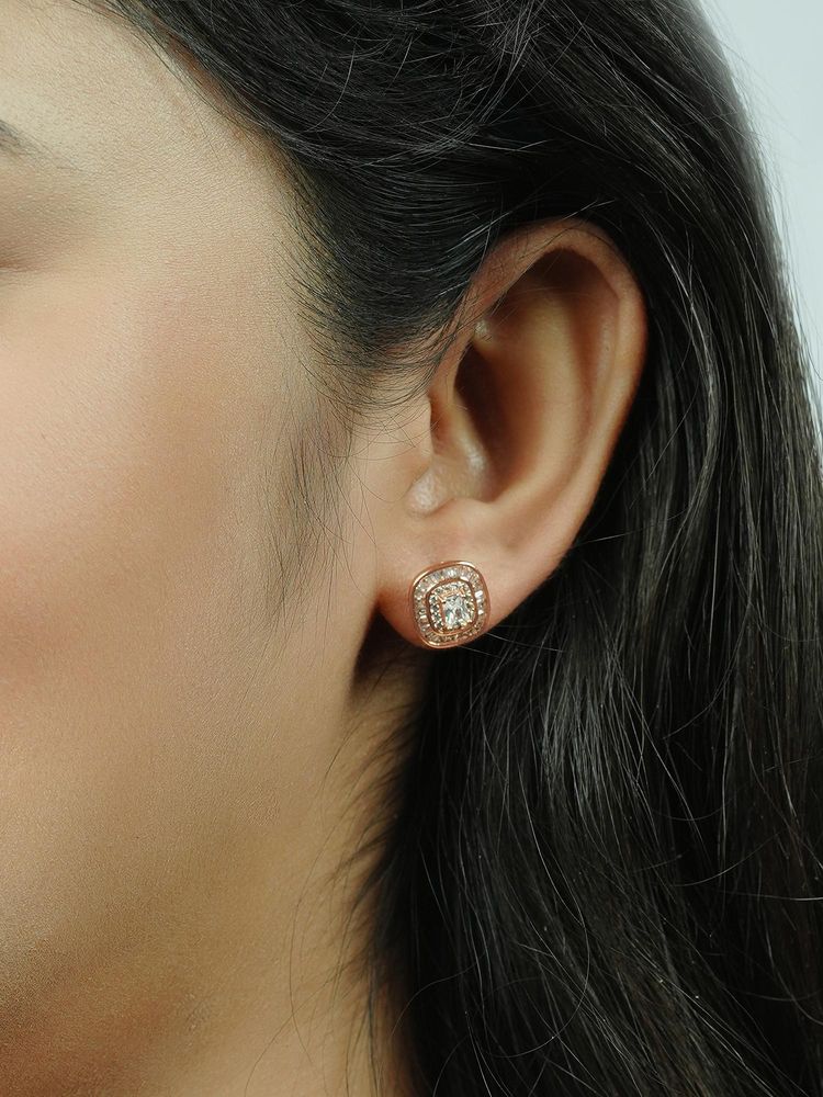 SILBERRY 925 Sterling Silver White Rose Gold Shimmering Studs-image-46