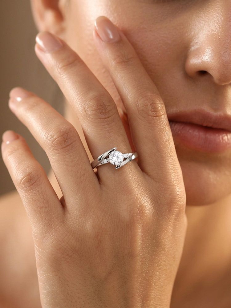 Ornate Jewels 925 Silver Rhodium Plated White American Diamond Celestial Circle Ring-picture-14