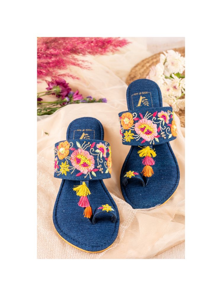 House of Vian Fiona Multi- Colored Embellished Kolhapuris