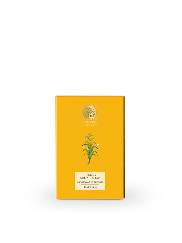 Forest Essentials Luxury Sugar Soap Sandalwood Turmeric - Ayurvedic Handmade Bath Soap