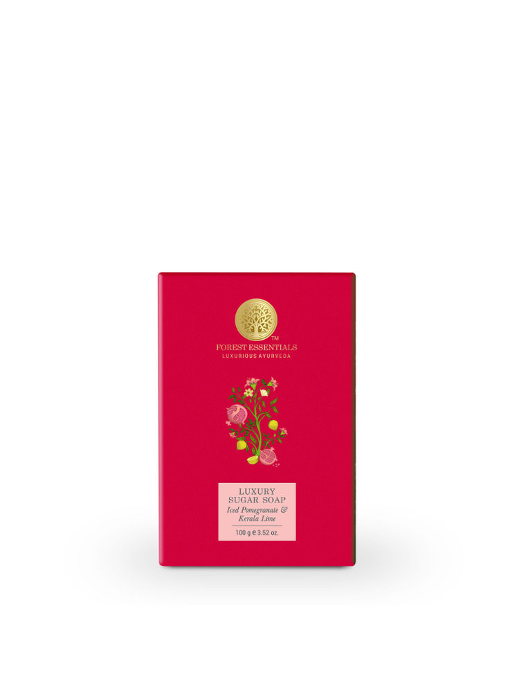 Forest Essentials Luxury Sugar Soap Pomegranate & Kerala Lime - Ayurvedic Handmade Bath Soap-picture-21
