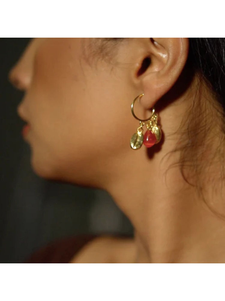 Tangerine Coffee Berry Hoop Earrings-image-0