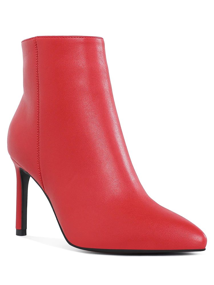 London Rag Womens Textured Stiletto Heel Ankle Casual Boots Red-picture-27