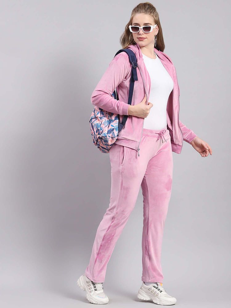 Monte Carlo Women Pink Solid Hooded Full Sleeve Tracksuit-picture-24