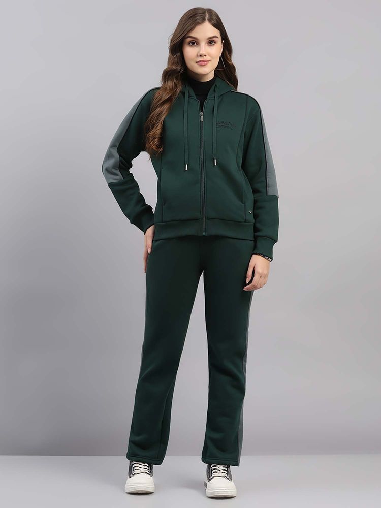 Monte Carlo Women's Hooded Full Sleeve Green Tracksuit-picture-21