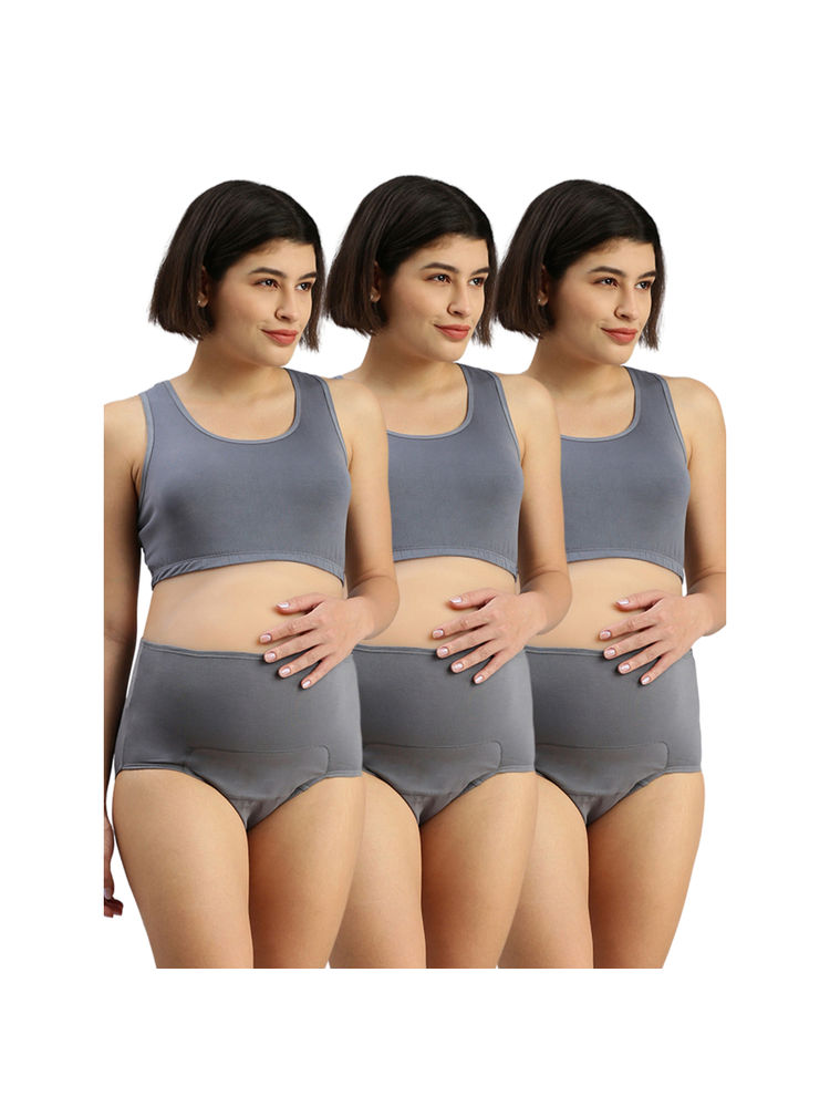 Adira Grey Post-Delivery Period Panties (Pack of 3)-image-15