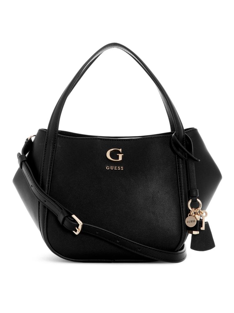 Guess Coleen Black Women Snap Button Solid Satchel Bag-image-19