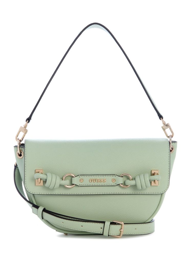 Guess Camelia Green Flap Solid Shoulder Bag with Detachable Strap-image-38