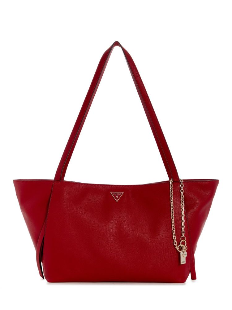 Guess Devon Red Women Zipper Solid Tote Bag-image-24