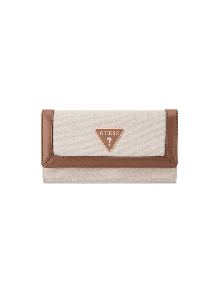 Guess Cadence Women Snap Button Solid Trifold Wallet-image-35