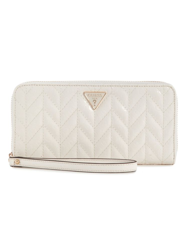 Guess Stacey Cream Women Zipper Quilted Large Wallet-image-44