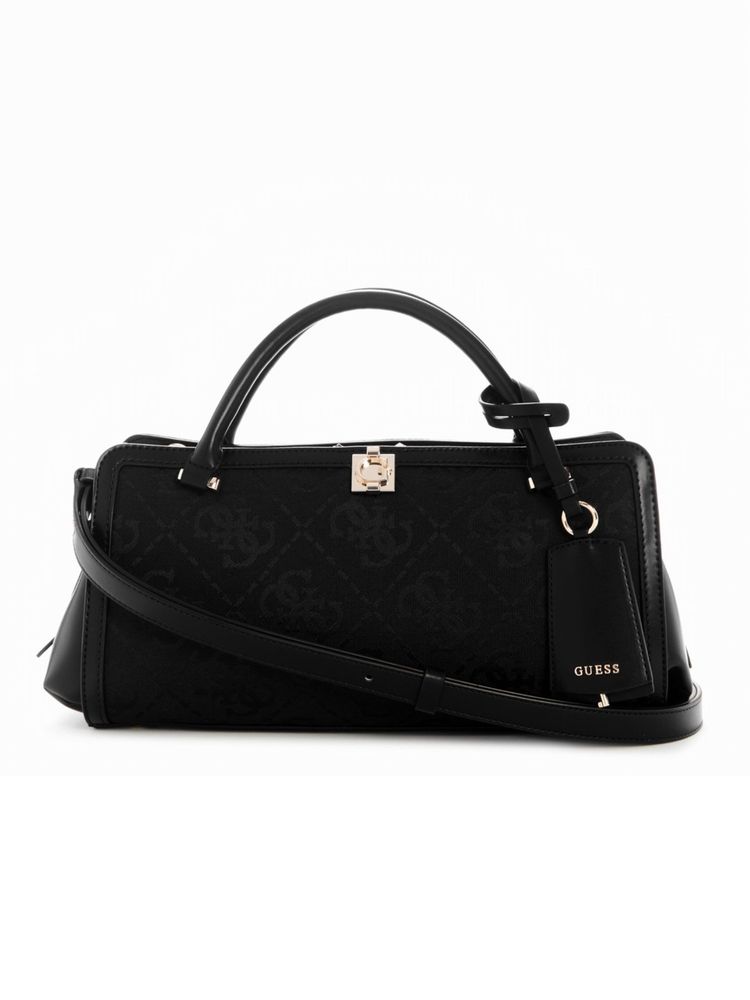 guess fashion Guess Audrey Black Women Snap Button Textured Satchel Bag-picture-21