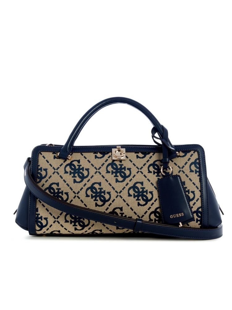 guess fashion Guess Audrey Navy Blue Women Snap Button Textured Satchel Bag-picture-25