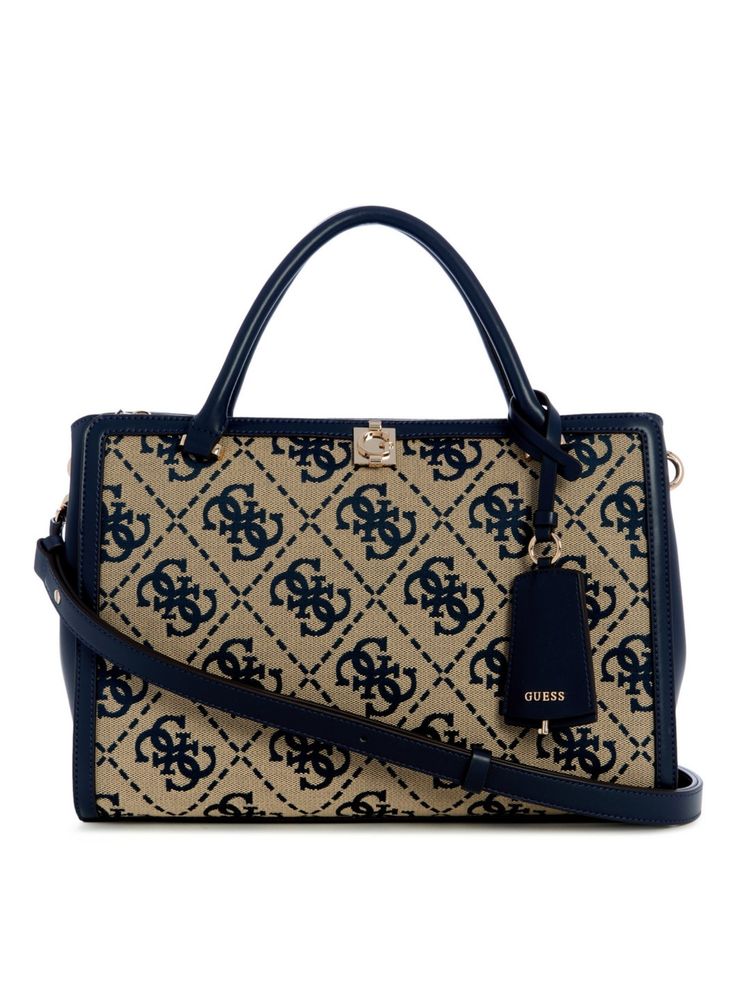 guess fashion Guess Audrey Navy Blue Women Zipper Textured Satchel Bag-picture-26