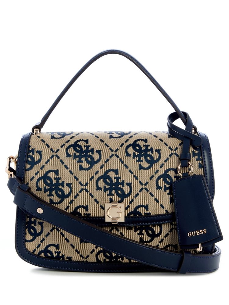 guess fashion Guess Audrey Navy Blue Women Flap Embroidered Crossbody Bag-picture-23