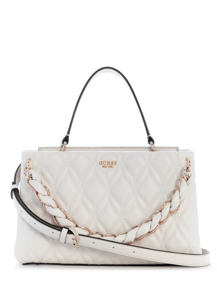 guess fashion Guess Maxine White Women Snap Button Quilted Satchel Bag-picture-36