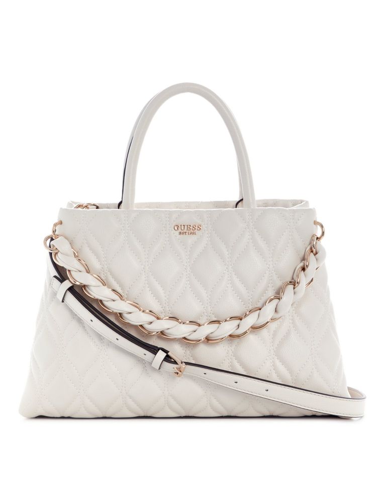 guess fashion Guess Maxine White Women Snap Button Quilted Satchel Bag-picture-37