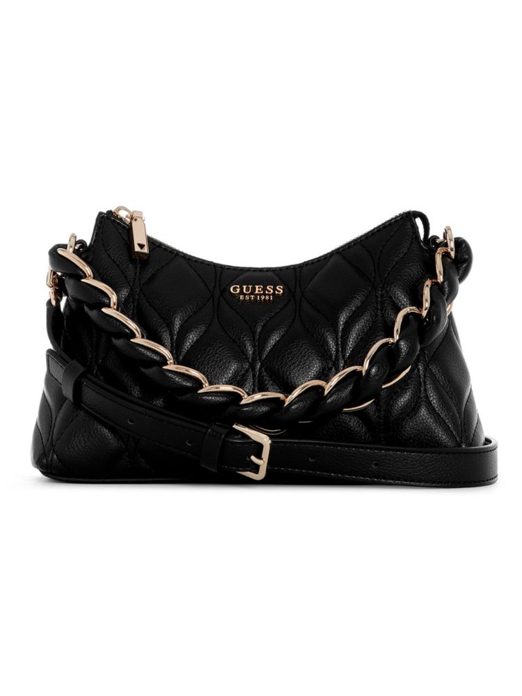Guess Maxine Black Zipper Quilted Shoulder Bag with Detachable Strap-image-13