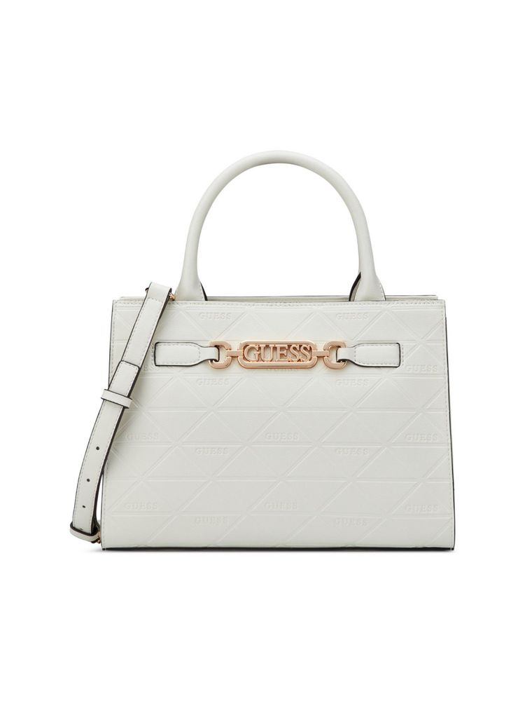 guess fashion Guess Celestia White Women Snap Button Textured Satchel Bag-picture-20
