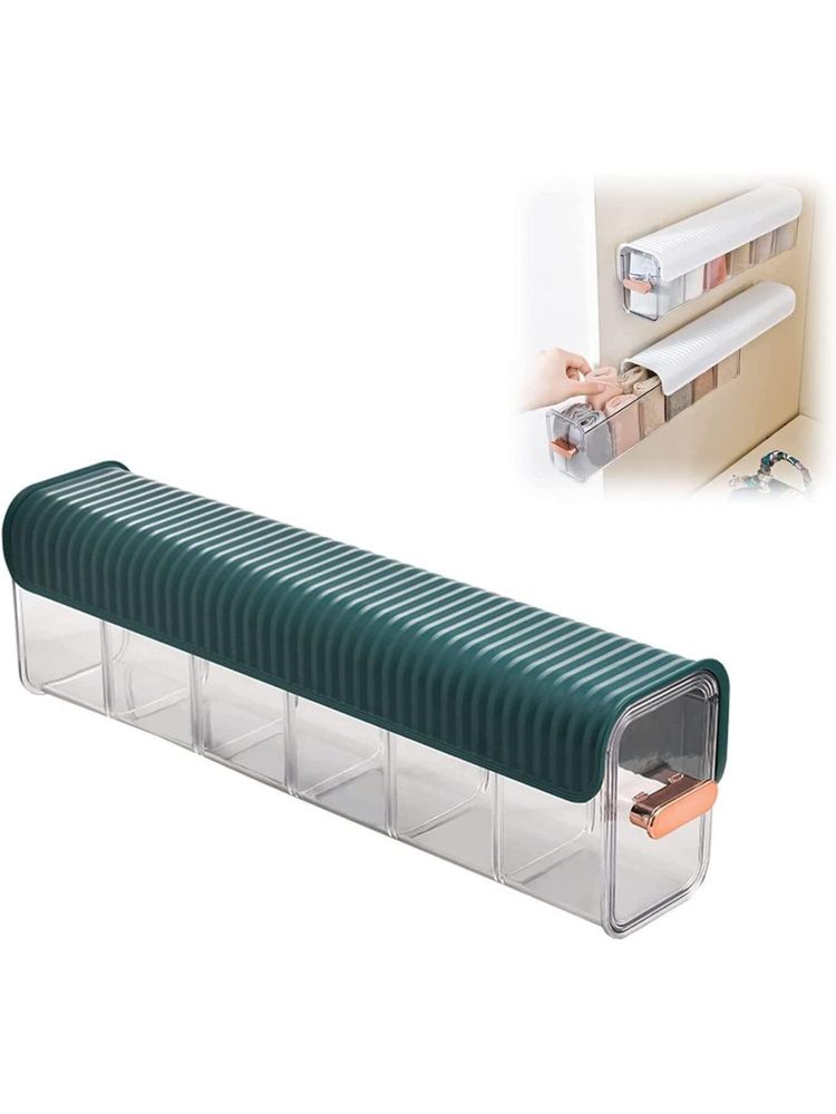 House of Quirk Dark Green Underwear Organizer Divider Wall Mount 6 Cell Drawer Storage Boxes-picture-15