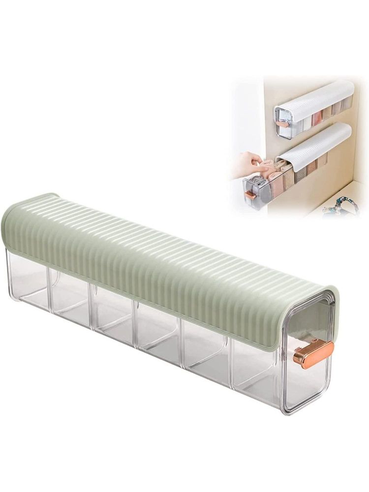 House of Quirk Green Underwear Organizer Divider Wall Mount 6 Cell Drawer Storage Boxes-image-7
