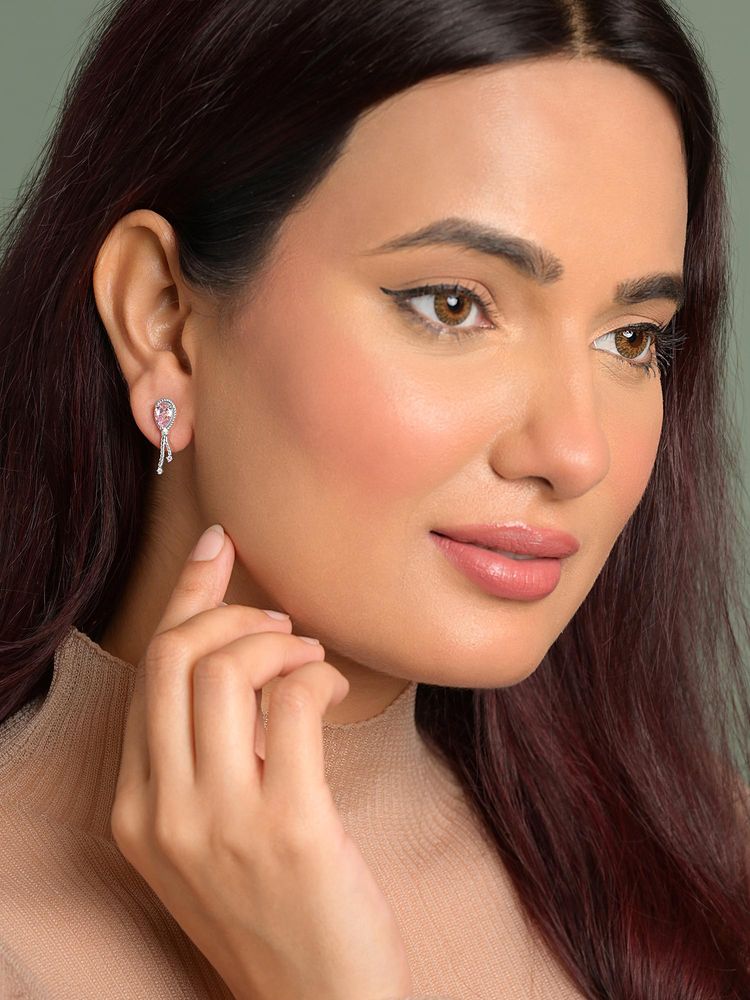CLARA 925 Silver Platinum Plated Daily Wear Rosa Earrings For Women And Girls-picture-17