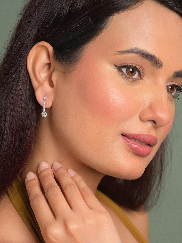 CLARA 925 Silver Platinum Plated Daily Wear Fina Drop Earrings For Women And Girls-image-25