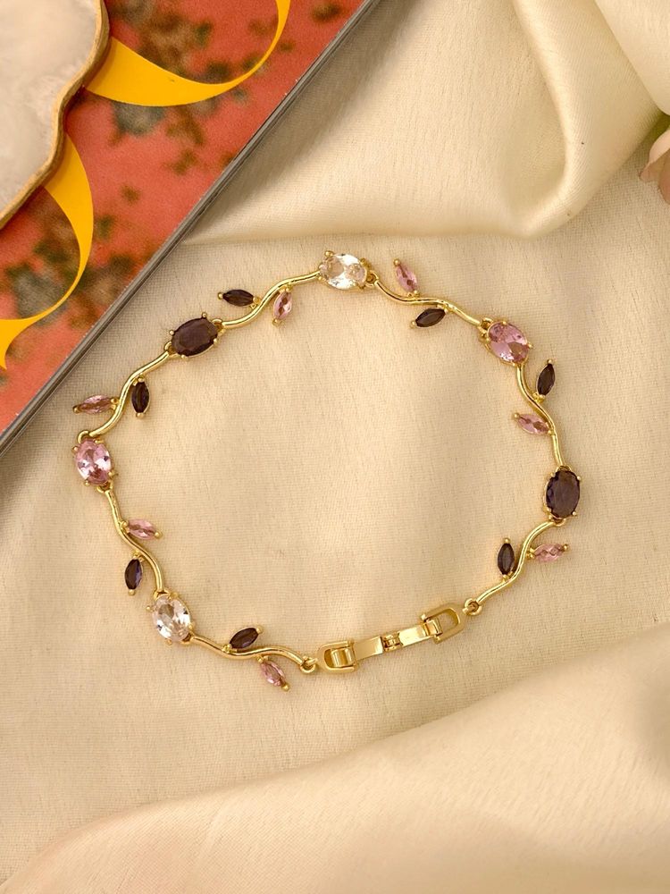 ISHKAARA Gold Plated Fairy Tulip Bracelet In Multi Colour Stone-picture-40