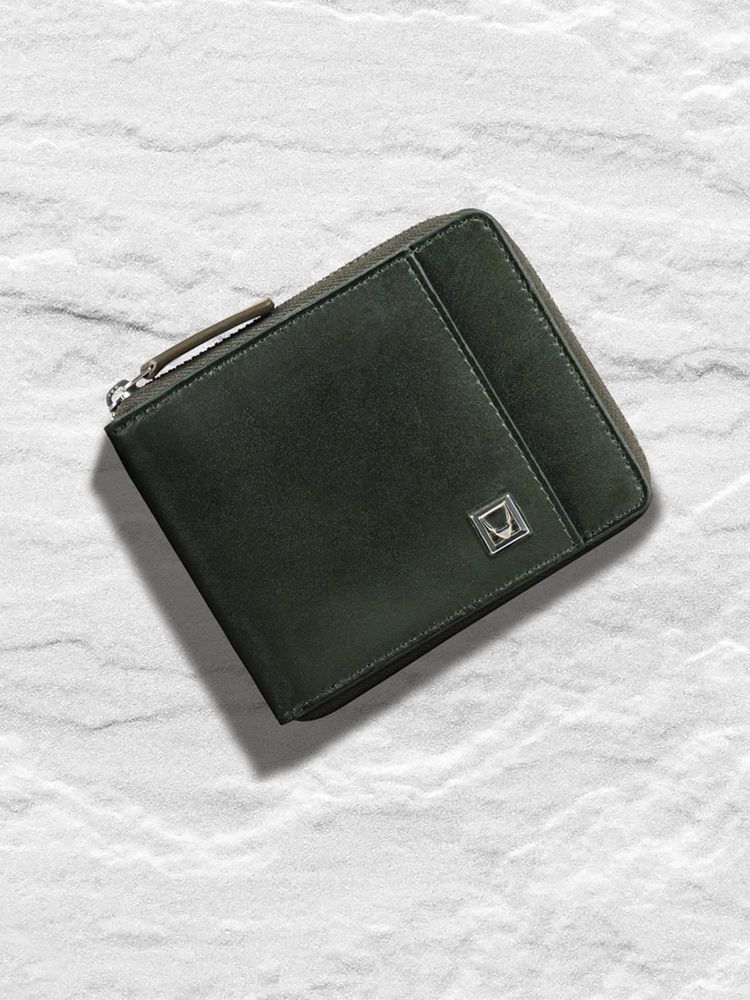 Hidesign Genuine Leather Men's Bi Fold Wallet - Olive-picture-19
