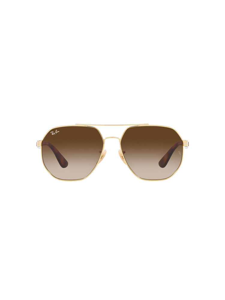 Ray-Ban Arista Sunglasses 0RB3714I Irregular Gold Frame Brown Lens (59)-picture-43