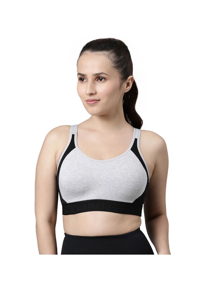 Enamor Antimicrobial Non Padded Wirefree Full Coverage Medium Impact Sports Bra SB28-image-27