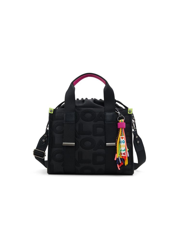 Aldo Eviecarry Womens Black Satchel with Detachable Strap and Key Pouch