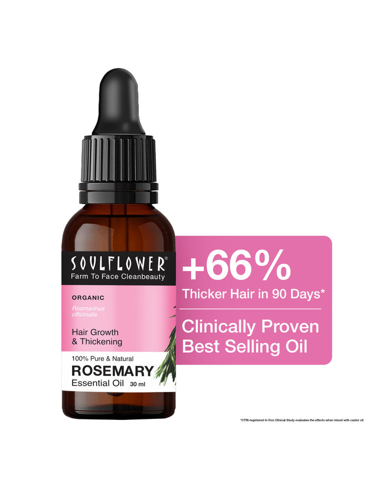 Soulflower Rosemary Essential Oil 100% Pure and Natural for Moisturising Skin, Hair Nourishment