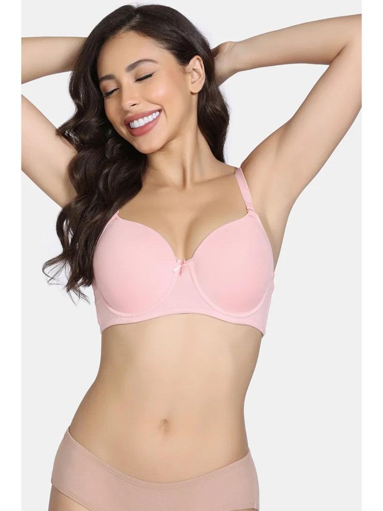 Zivame Padded Non Wired T-shirt Bra - Powder Pink-image-1