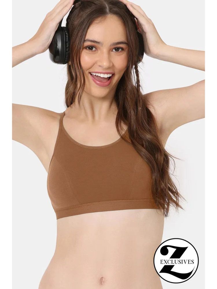 Zivame Double Layered Non Wired Full Coverage Bralette - Brown-picture-27
