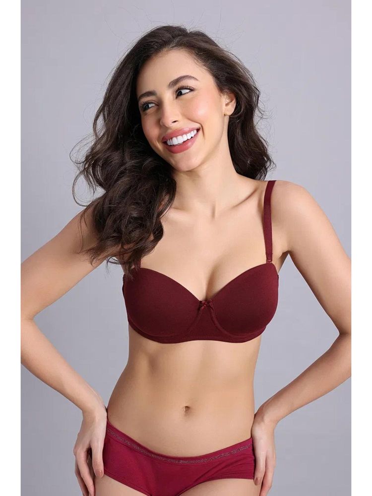 Zivame Padded Wired Coverage Multiway Bra - Maroon-picture-22