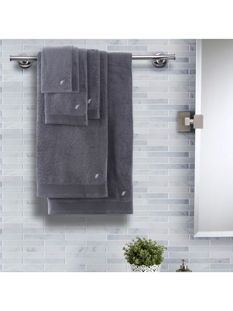 Maspar Colorart 550gsm Cotton Embedded Stripe Solid Pewter 6pc Large Bath Towel Set-image-18