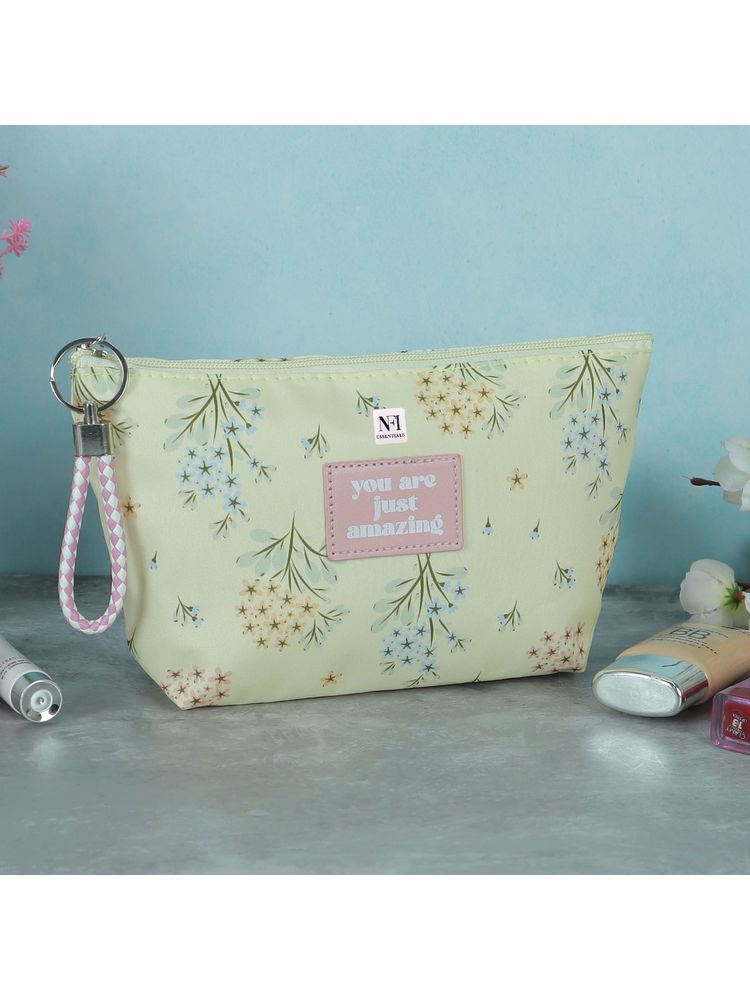 nfi essentials yellow makeup pouch for women