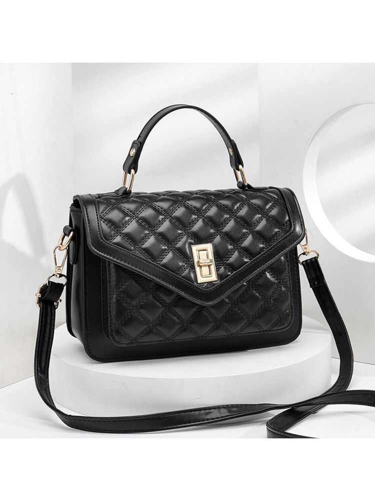 Angeline Black Criss Cross Sling Bag with Detachable Strap-image-6
