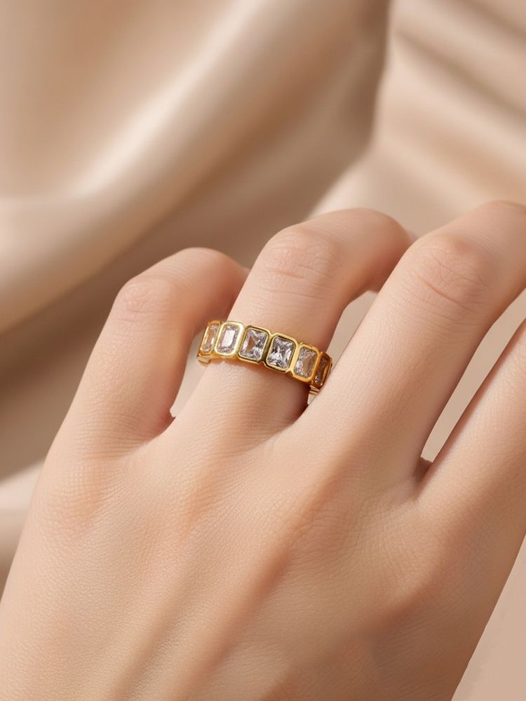 Designs & You Gold-Plated White Square Ads Adjustable Ring-picture-11
