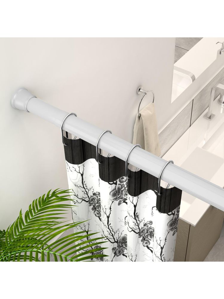 Story@Home White Modern Simple Lightweight Adjustable Extendable Stable Shower Rod-picture-13