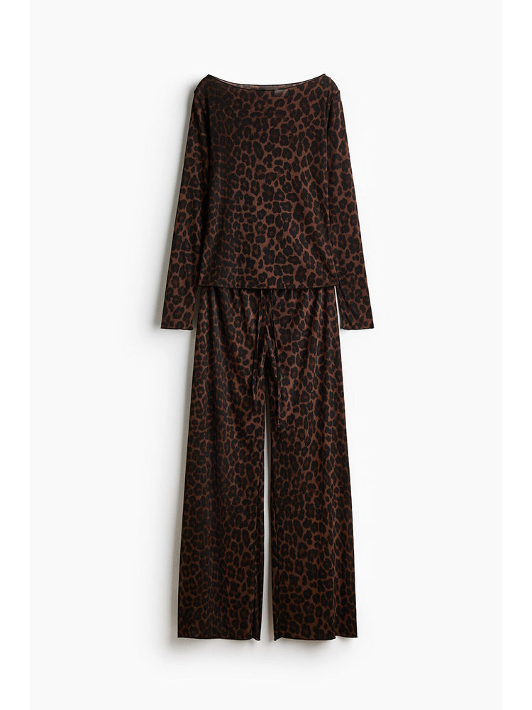 H&M Women Brown Ribbed pyjamas and Top-picture-30