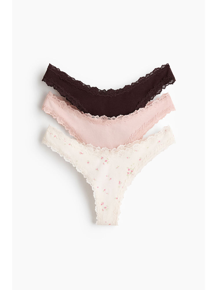 H&M Women Multi-Color 3-pack lace-trimmed Brazilian briefs-picture-19